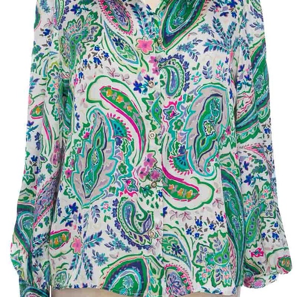 Zara Summer Print Button Silk Blouse XS - Picture 2 of 5